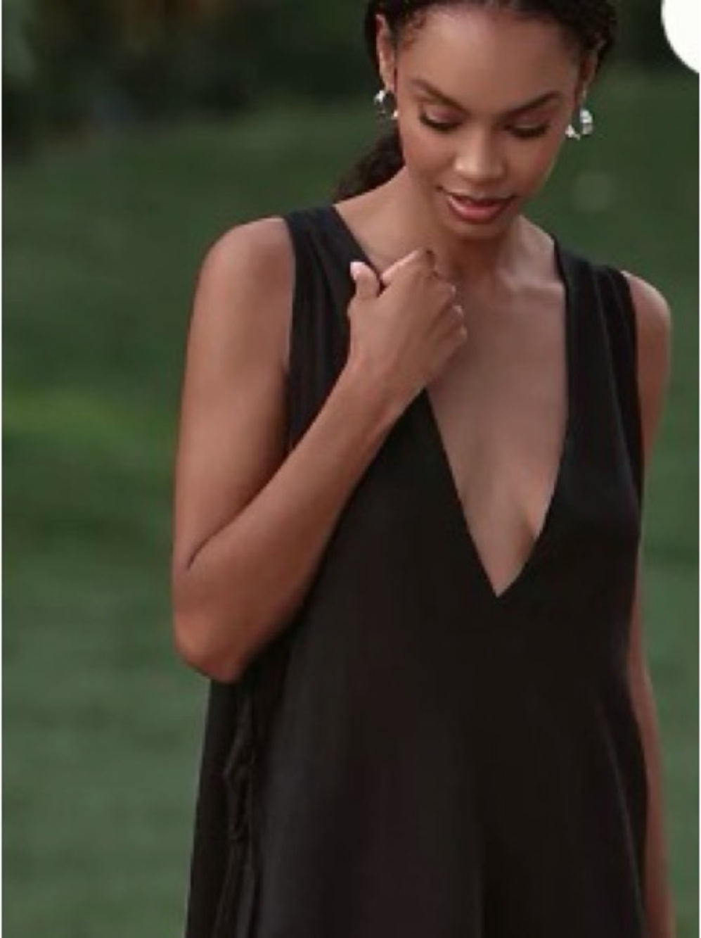Anthropologie Maxi V-Neck Dress in Black Size Medium NWT